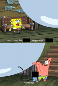 Patrick inflating bubble Spongebob meme template