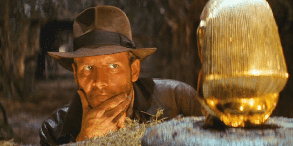 Indiana Jones Looking at Gold Idol  meme template blank thinking