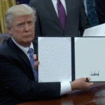 Trump Holding New Law (blank)  meme template blank holding sign, political, opinion