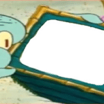 Squidward Looking at TV Spongebob meme template blank screen