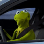 Kermit in Car  meme template blank staring, disappointed, frog