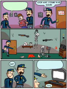 Look at what I found in his room comic Cop meme template