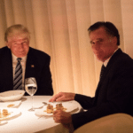Romney Eating Dinner with Trump Squinting  meme template blank Politics