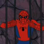 Spiderman in prison Spiderman meme template blank trapped, imprisoned