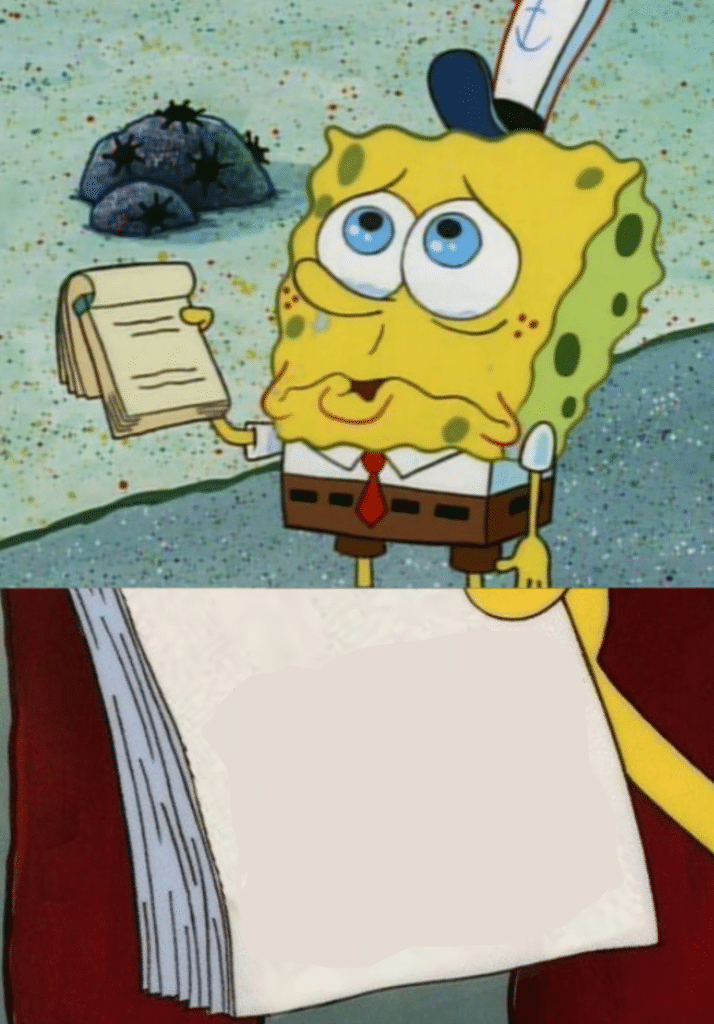 Meme Generator - Spongebob Crying Holding Paper / Notebook - Newfa Stuff