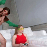 Girl Playing Games while Other Girl Gets Banged  meme template blank sex