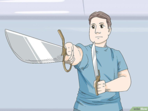 Wikihow Guy with Two Swords / Knives  Sword meme template