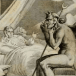 Talking to Devil / Satan in bed  meme template blank classic art