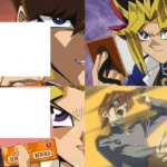 Yugi dueling Kaiba (blank)  meme template blank