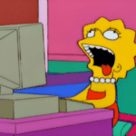Lisa at Computer Tired Frustrated Simpsons meme template blank Bored, tired, mouth open