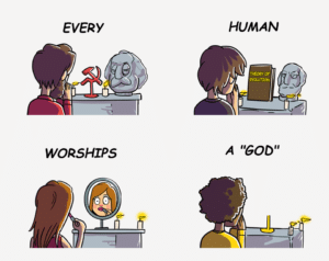 Every Human Worships a God comic (blank) Different meme template