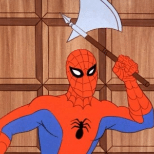 Spiderman Holding Axe Weapon meme template