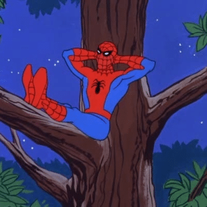 Spiderman relaxing in tree Relaxing meme template