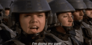 I’m doing my part Starship Troopers meme template