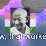 Gandhi 'Wow that worked'  meme template blank