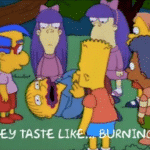 Ralph 'It tastes like burning' Simpsons meme template blank food, pain, sad, hurt, Ralph Simpsons