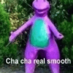 Barney cha cha real smooth  meme template blank dancing purple