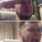 Guy Saluting then Crying  meme template blank