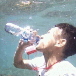 Drinking water underwater  meme template blank