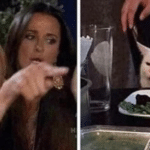 Woman Yelling / Pointing at Cat  meme template blank