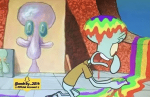 Squidward Rainbow Spongebob meme template