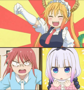 Tohru, Kobayashi and Kanna (blank template) School meme template