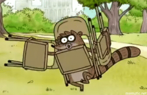 Carrying lots of chairs TV meme template