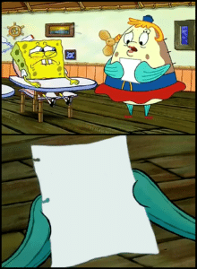 Mrs. Puff looking at paper (blank template) Looking meme template