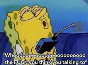 Spongebob who the fuck do you think youre talking to Spongebob meme template