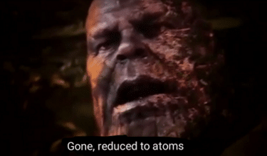 Thanos 'Gone, reduced to atoms'  meme template blank Thanos, Marvel Avengers