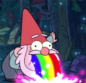 Gnome Puking Rainbow Gay meme template