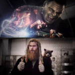 Thor Supporting / Cheering on Hulk Avengers meme template