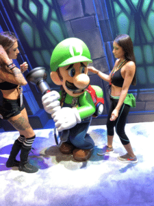 Luigi Statue Scared by Hot Girls By meme template