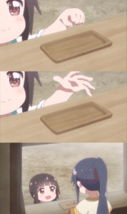 Anime Girl Dropping Something on Tray IRL meme template