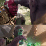Thanos Taking Infinity Stone from Visions head  meme template blank Marvel Avengers, Thanos