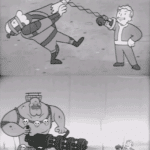 Vault boy punching then seeing super mutant  meme template blank Fallout, gaming