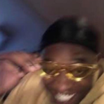 Black man putting on gold glasses Black Twitter meme template blank radial blur