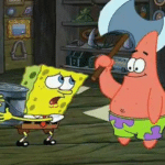Patrick with Axe Spongebob meme template blank