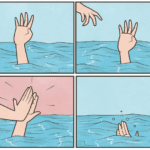 High fiving drowning person  meme template blank Gudim comics