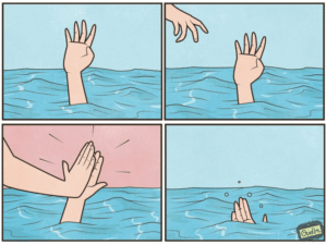 High fiving drowning person Drowning meme template
