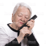 Old woman nuzzling gun  meme template blank Stock photo