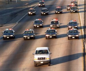 Police cars chasing white bronco Chasing meme template
