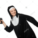 Nun with guns  meme template blank