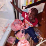 Black kid covered in ice cream  meme template blank
