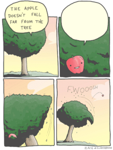 The apple doesnt fall far from the tree comic (blank) Falling meme template