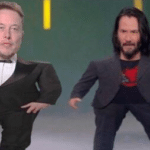 Short Elon Musk and Keanu Reeves  meme template blank