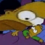 Homer looking at Bart in Bed Simpsons meme template blank