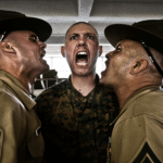 Two drill seargents yelling at soldier  meme template blank Military