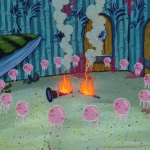 Jellyfish burning Clarinet Spongebob meme template blank