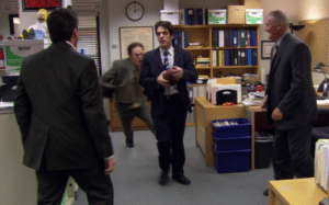 Dwight tackling Ryan The Office meme template